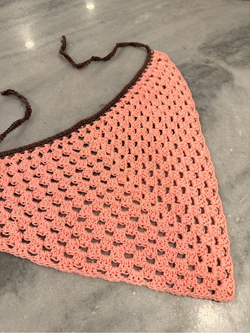 Handmade Crochet Bandana Head Scarf Cotton Boho Triangle Wrap Fest Cottagecore
